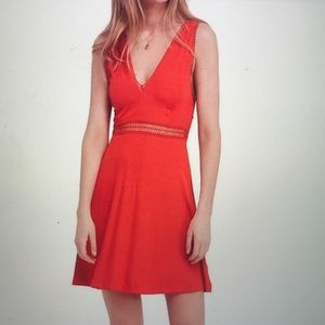 NWT FREE PEOPLE King of My Heart Red Ribbed Dress